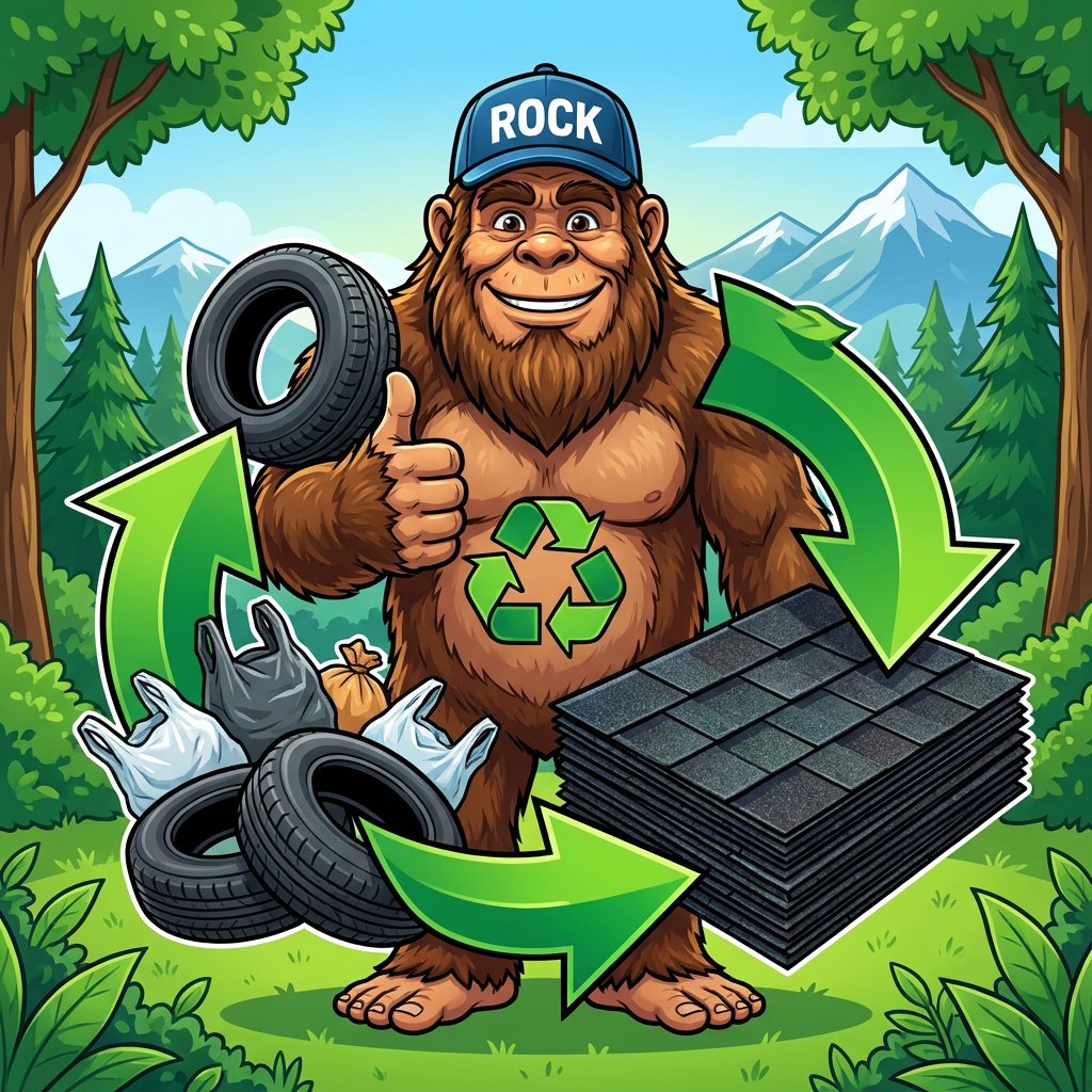 Rock the Sasquatch mascot — Rock's Roofs only installs roofs he'd put over his own forest